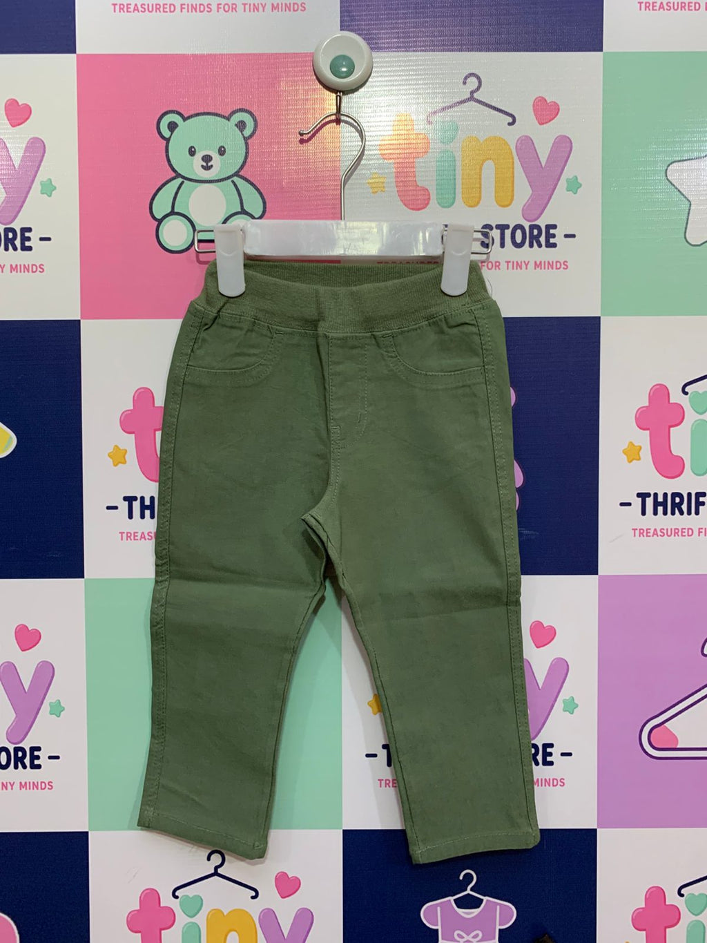 Uniqlo Baby Toddler Olive Green Relaxed Fit Trousers Size: 80 (Approx. 12–18 Months / Up to 11kg) AB1