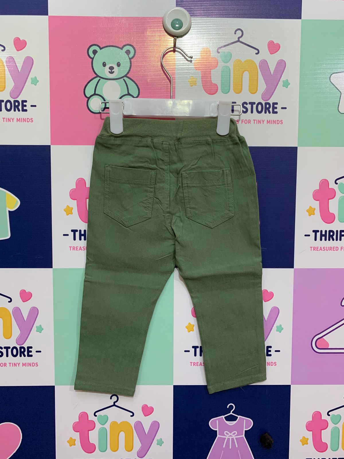 Uniqlo Baby Toddler Olive Green Relaxed Fit Trousers Size: 80 (Approx. 12–18 Months / Up to 11kg) AB1