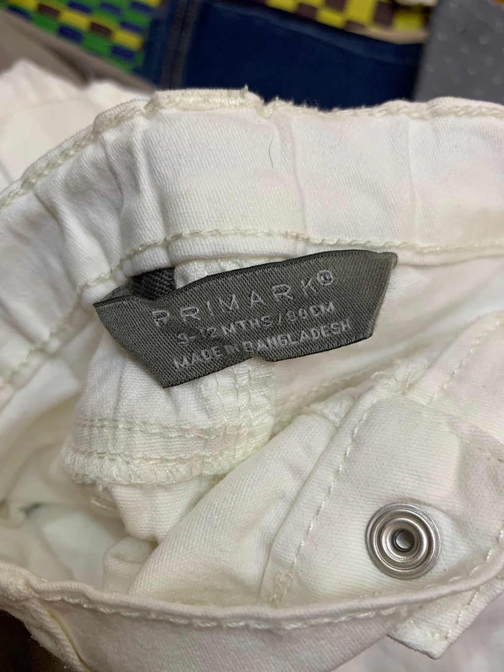 Primark Baby Girl White Raw Hem Denim Jeans Size: 9–12 Months (80cm) AB1