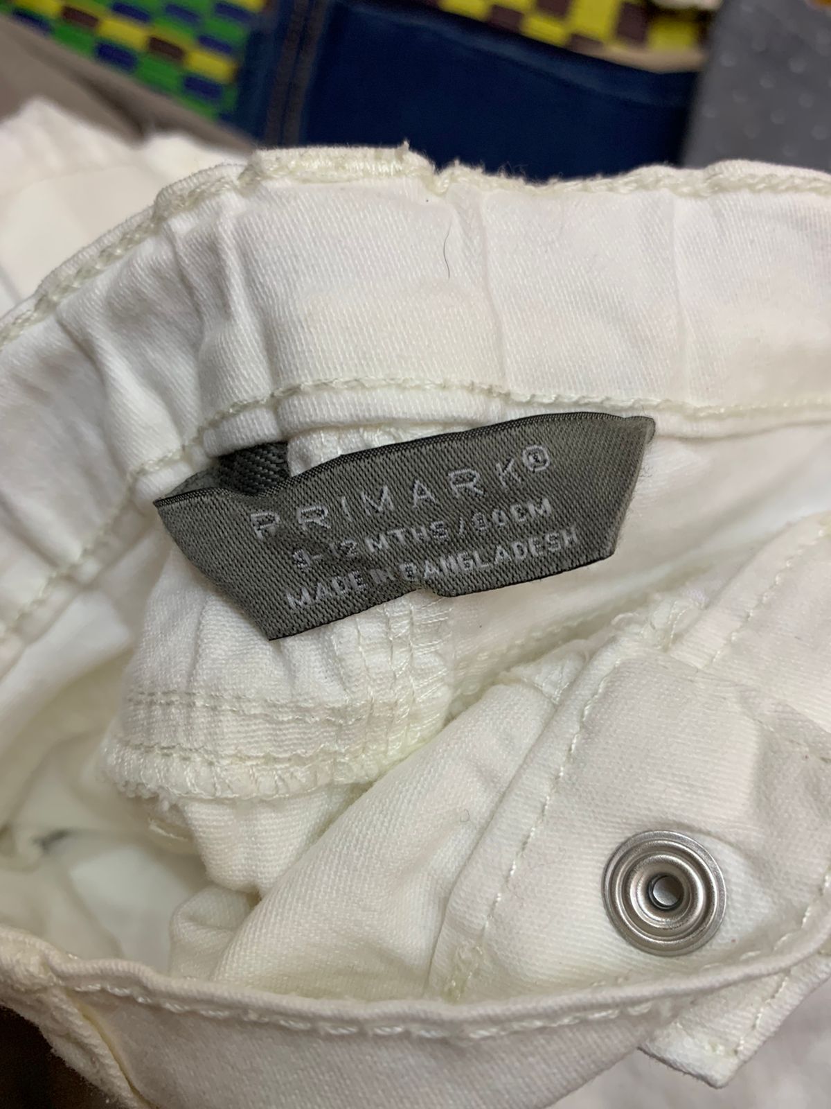 Primark Baby Girl White Raw Hem Denim Jeans Size: 9–12 Months (80cm) AB1