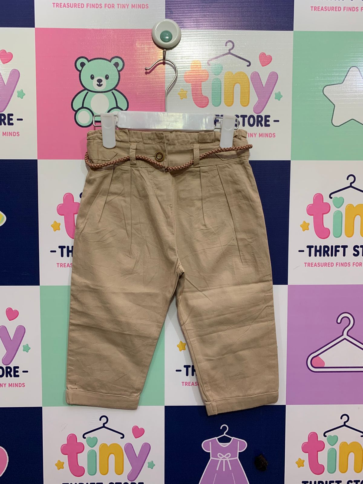 Zara Baby Chino Trousers with Braided Belt - 18-24 Months AB1