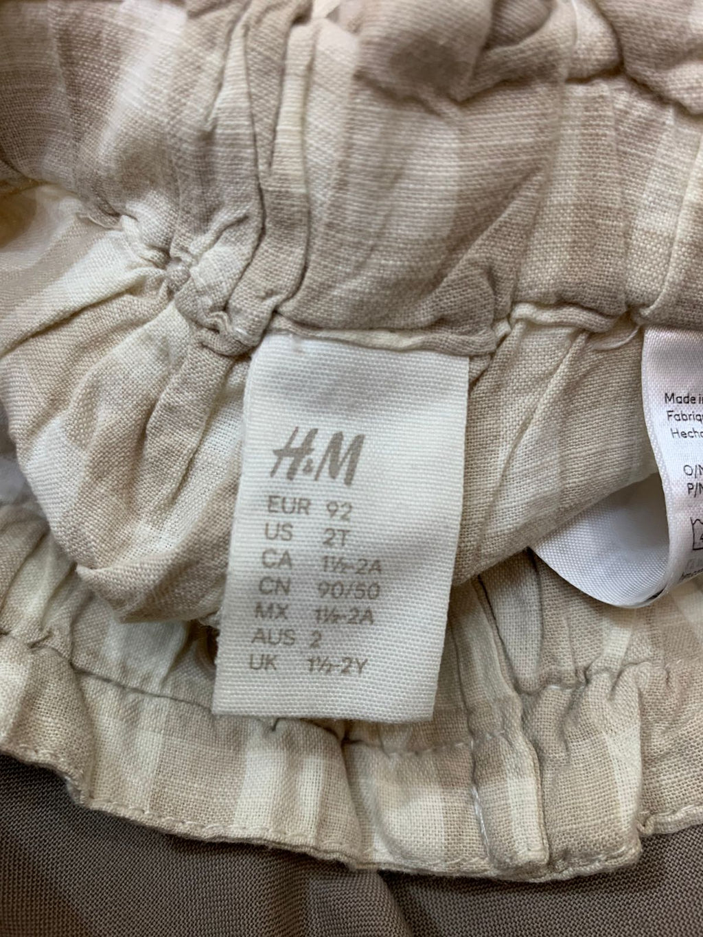H&M Gingham Linen-Blend Pull-On Trousers - Size 2T AB1