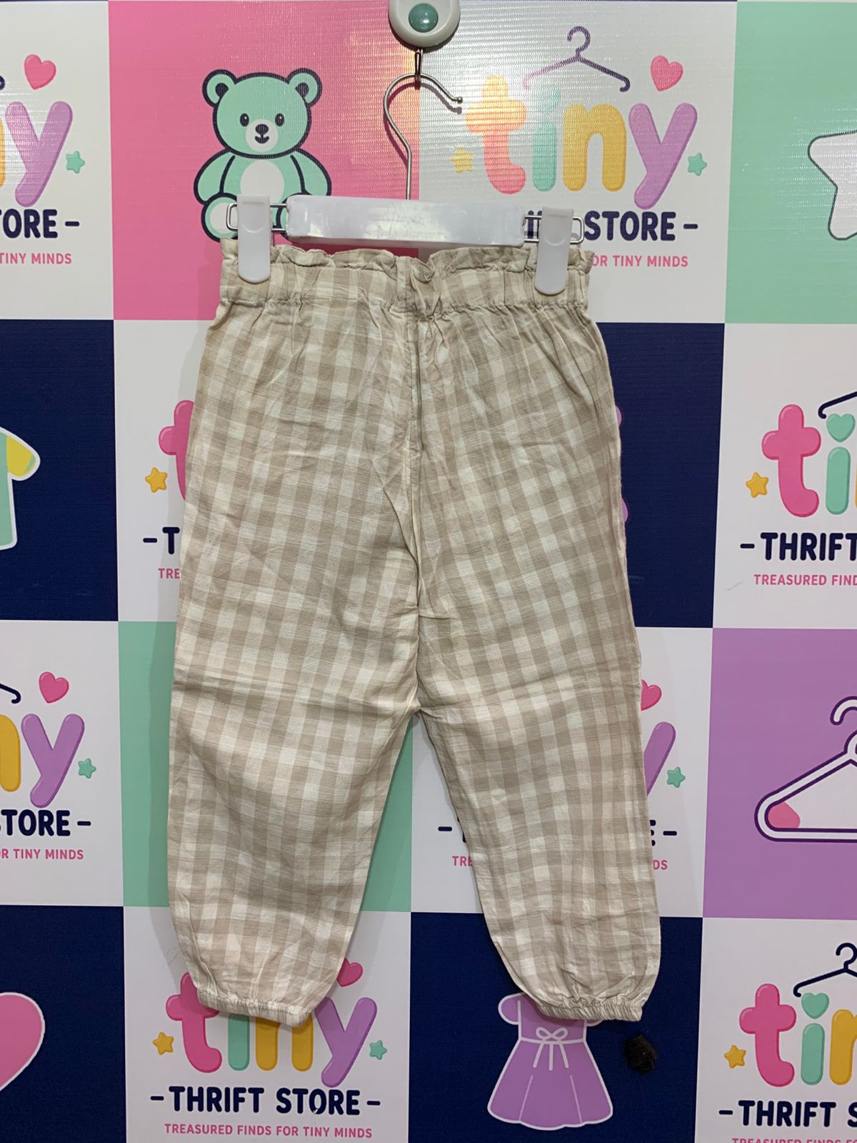 H&M Gingham Linen-Blend Pull-On Trousers - Size 2T AB1