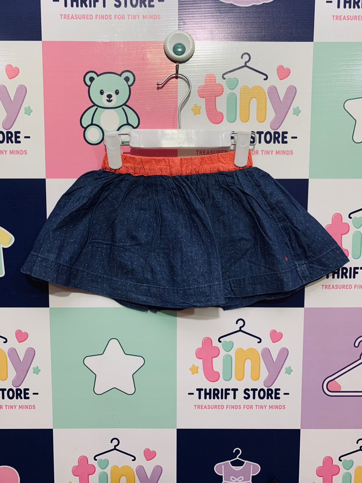 Obaïbi France Toddler Girls Polka Dot Denim Skirt  Size: 18 Months / 80 cmAB1