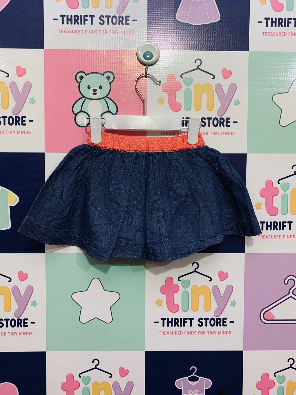 Obaïbi France Toddler Girls Polka Dot Denim Skirt  Size: 18 Months / 80 cmAB1