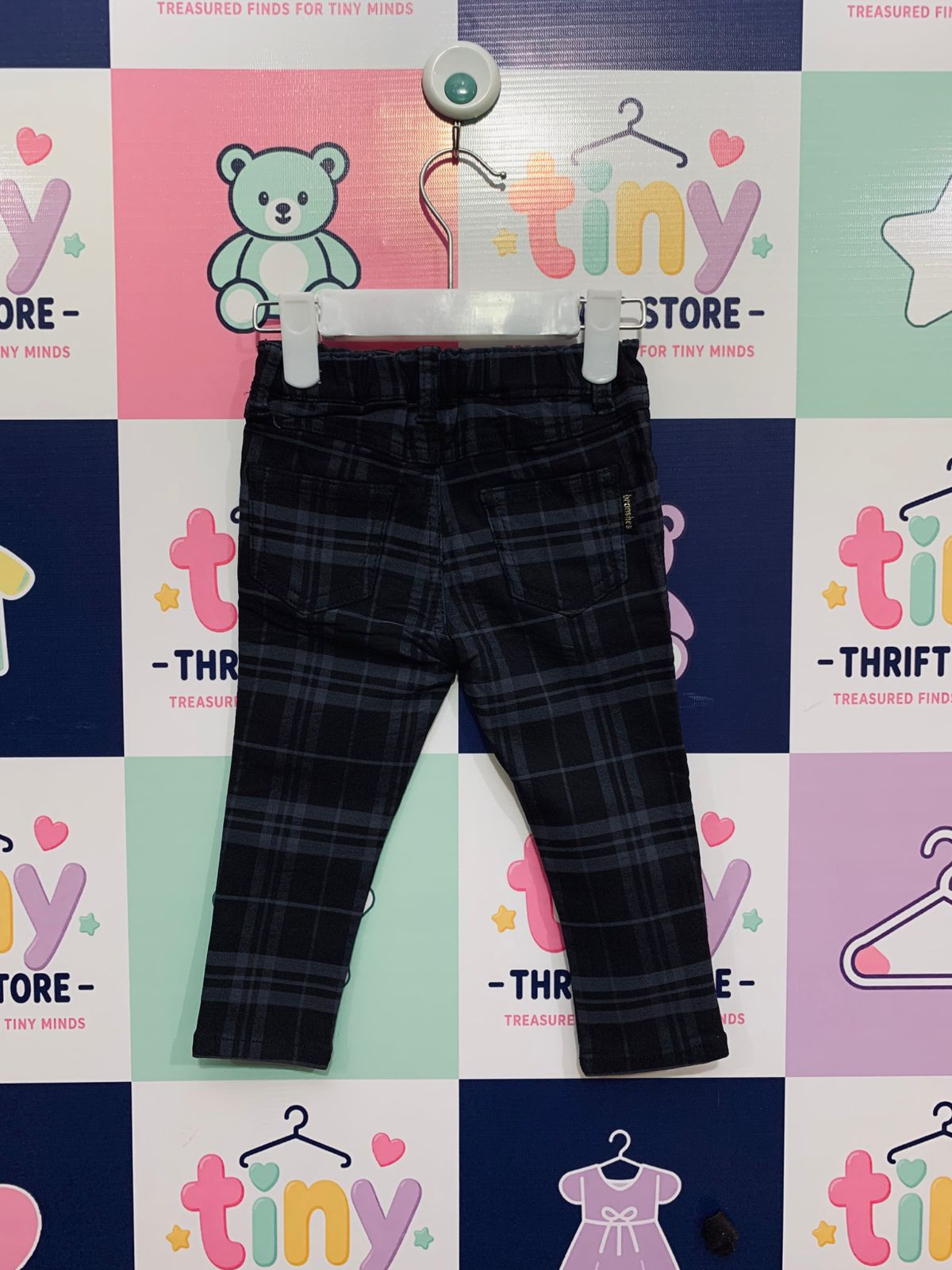 Branshes Toddler Boy Plaid Slim-Fit Check Trousers Size: 90 (Recommended for 18-24 Months) AB1