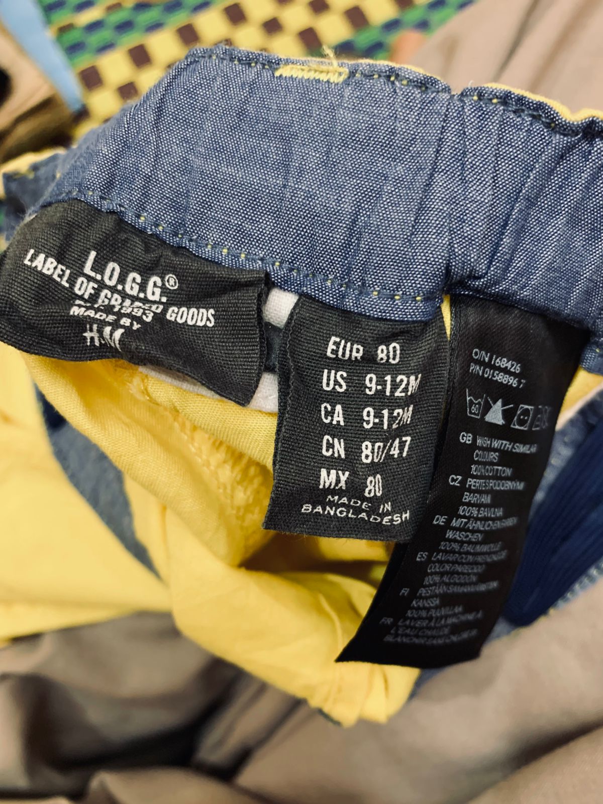 H&M L.O.G.G. Baby Boy Mustard Yellow Chino Pants Size: 9-12 Months (EUR 80) AB1