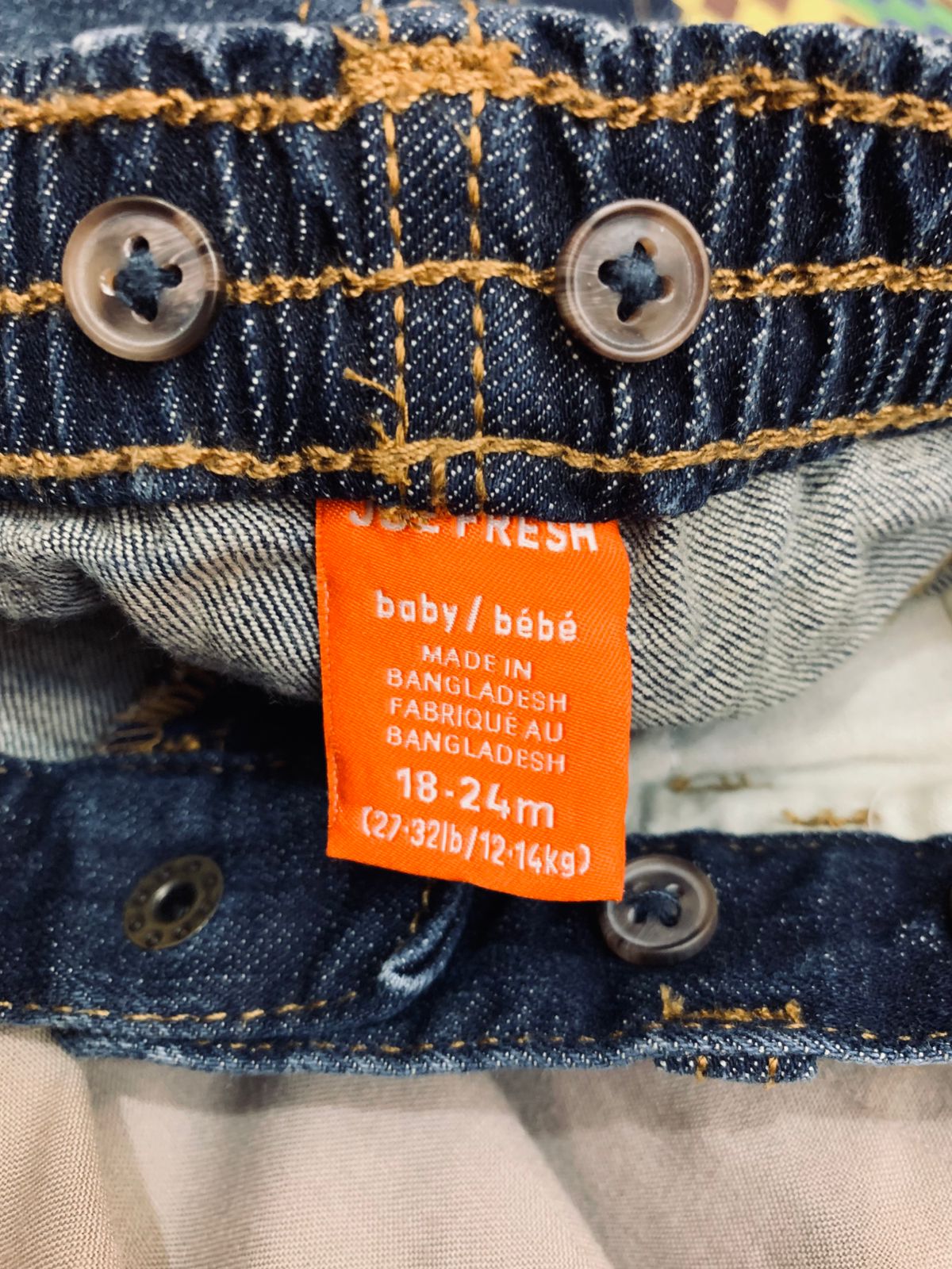 Joe Fresh Baby Boy Dark Wash Stretch Denim Jeans Size: 18-24 Months (12-14kg) AB1