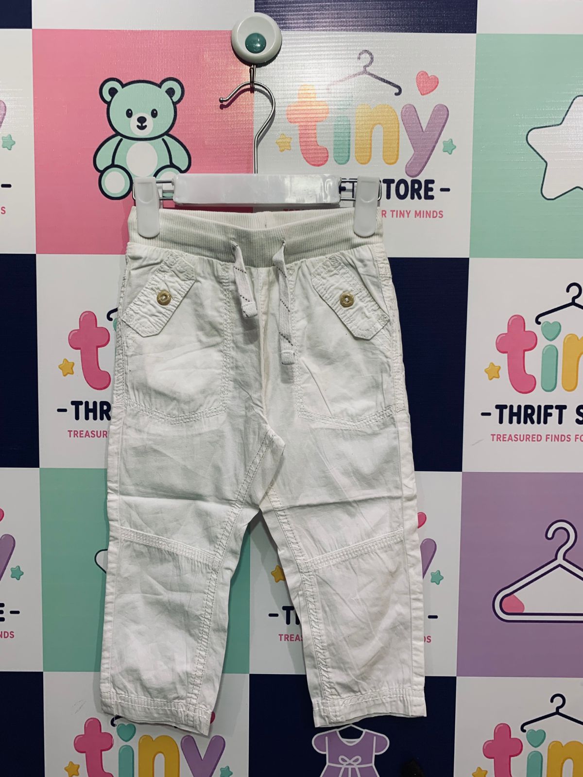 Kiabi Baby Boy White Comfort Twill Jogger Pants AB1