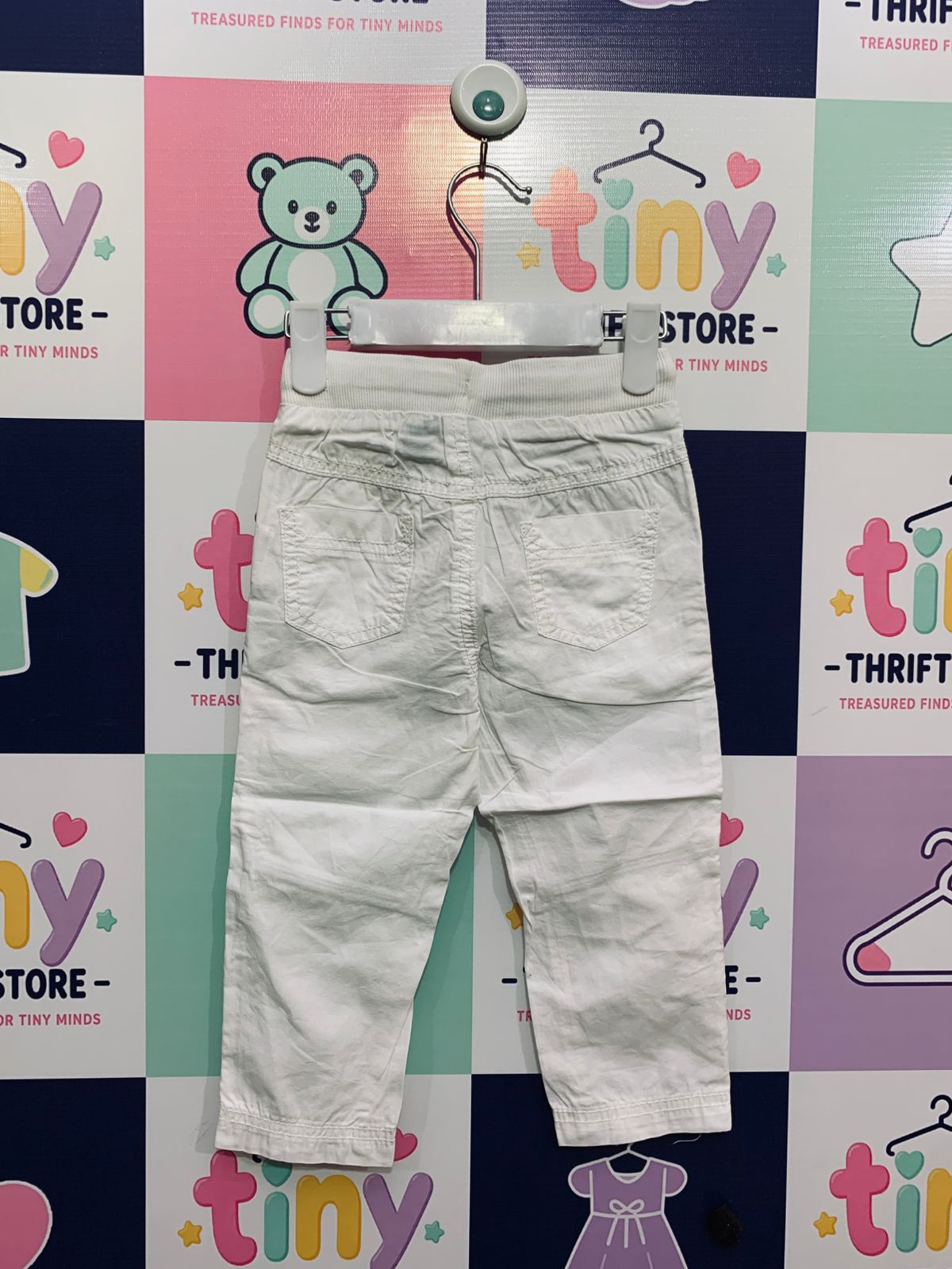 Kiabi Baby Boy White Comfort Twill Jogger Pants AB1