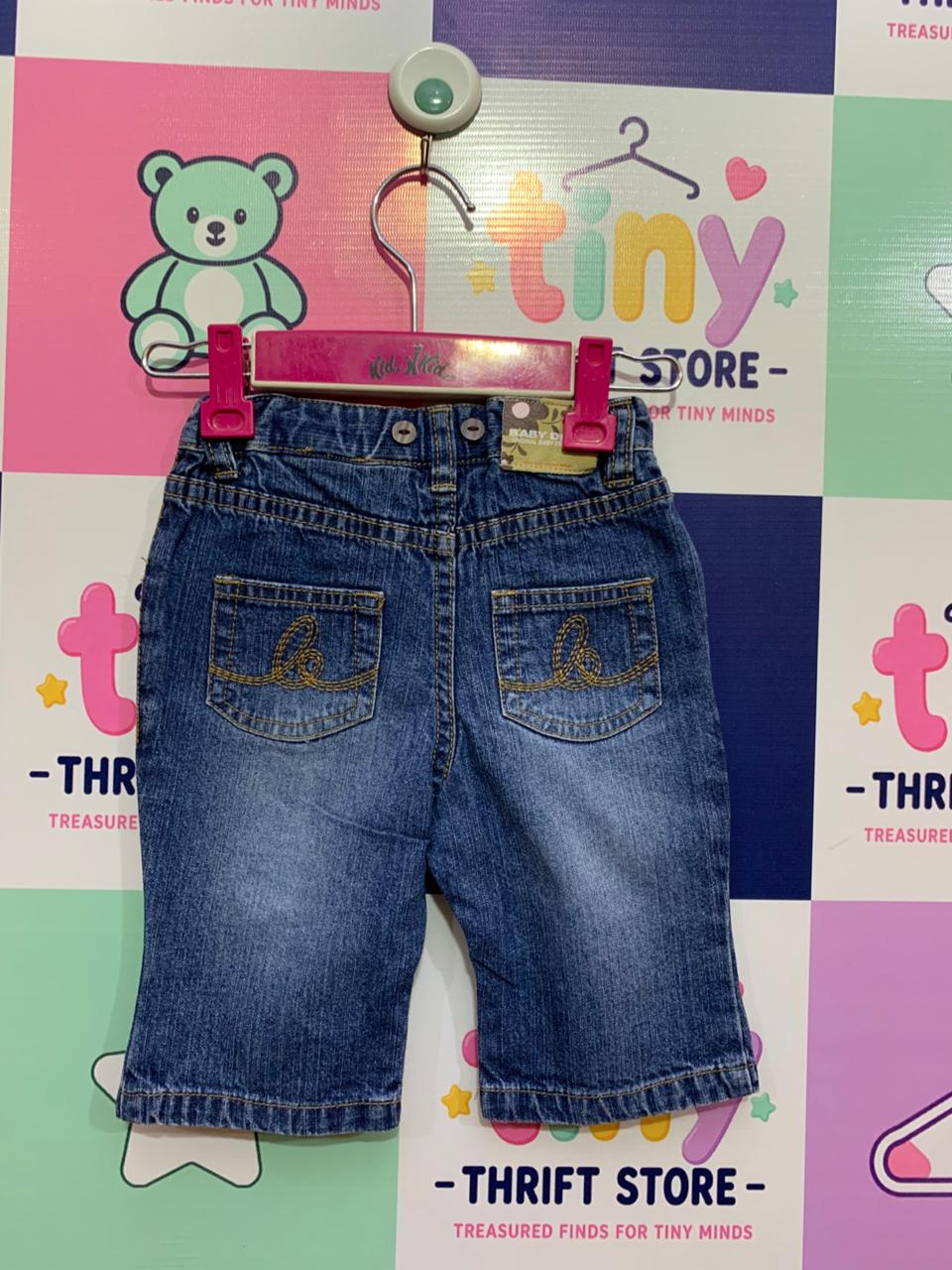 H&M Baby Girls Floral Embroidered Denim Jeans - Size 2-4 Months AB1