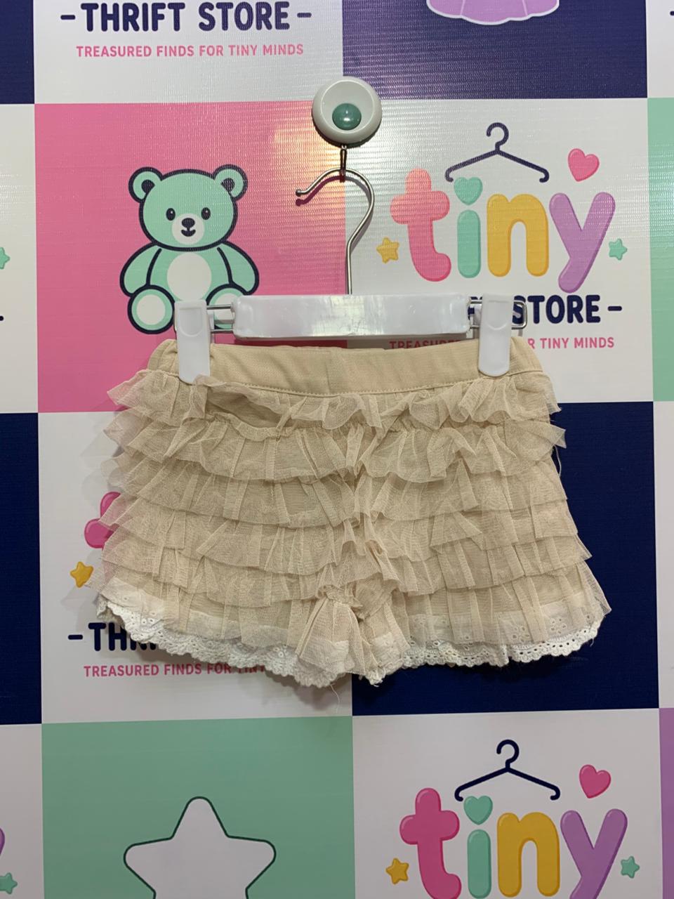Boutique Japanese Style Beige Tulle Ruffle Bloomers - Size 80 (12-18 Months) AB1