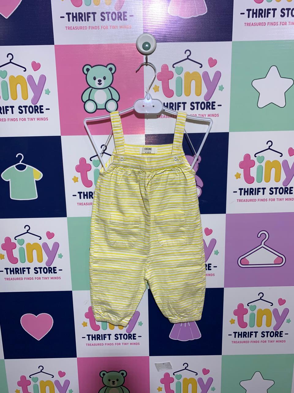 Engine Kidswear Yellow Striped Baby Dungarees - Size 18-24 Months (1.5 to 2 Years) - AB1