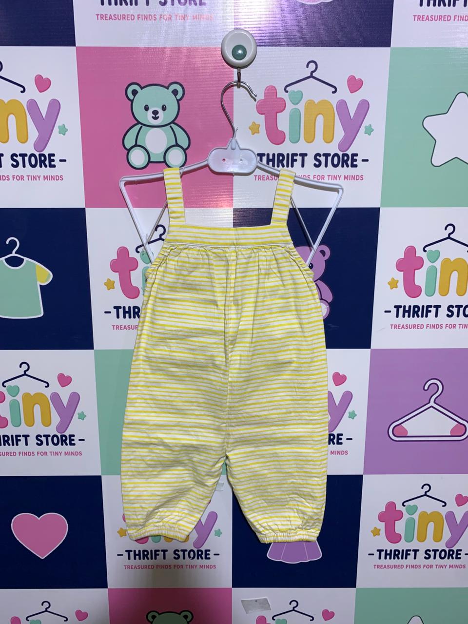 Engine Kidswear Yellow Striped Baby Dungarees - Size 18-24 Months (1.5 to 2 Years) - AB1