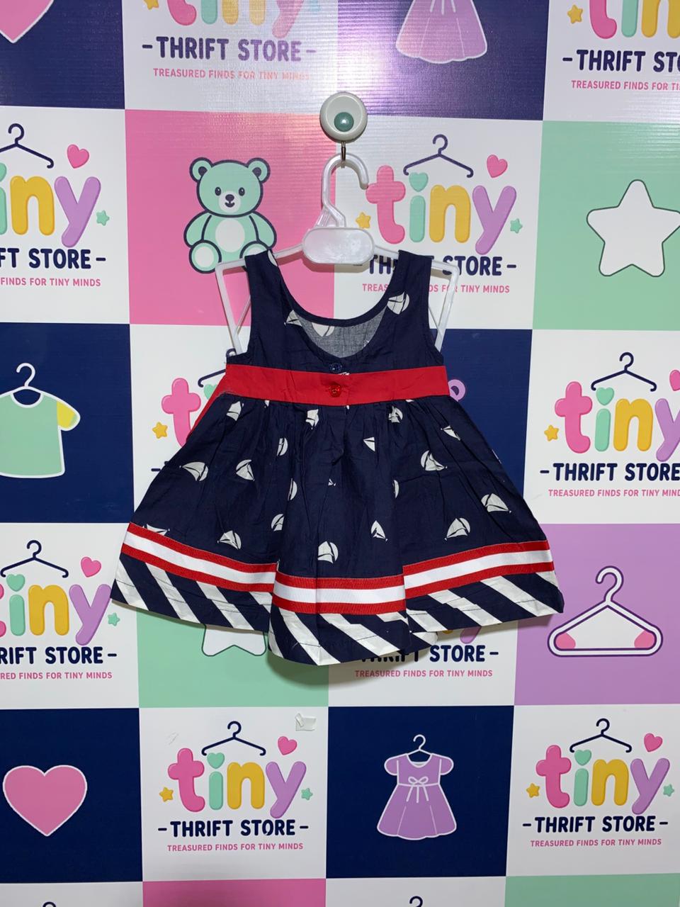 Blueberry Boulevard Baby Girls Nautical Sailboat Sleeveless Dress - Size 12M (Estimated 9-12 Months) AB1