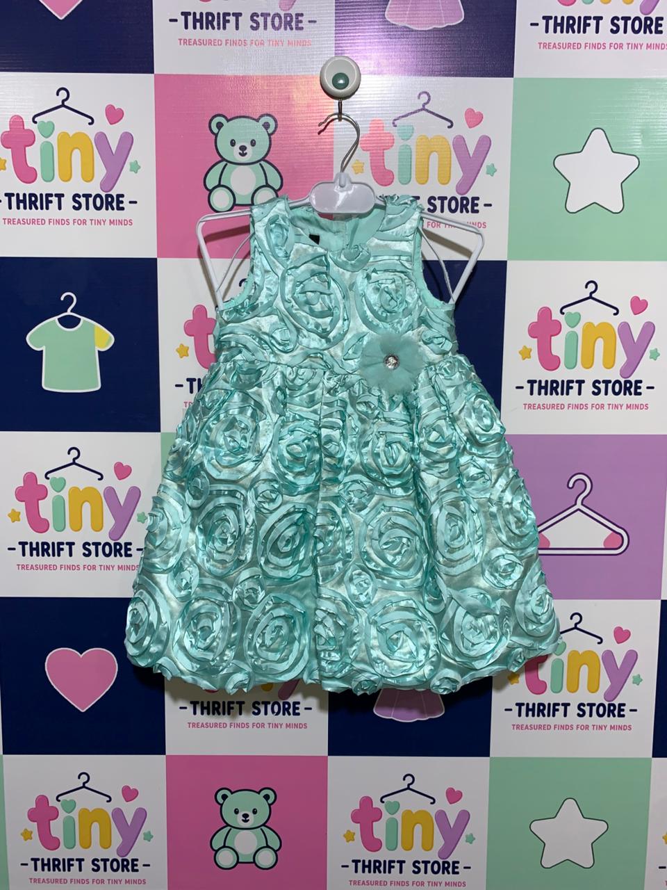Holiday Editions Mint Green Rosette Party Dress - Size 2T (Estimated for 2 Years Old) AB1