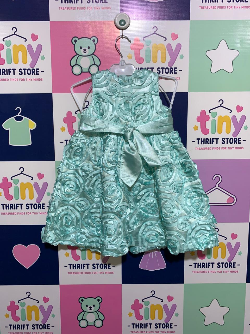 Holiday Editions Mint Green Rosette Party Dress - Size 2T (Estimated for 2 Years Old) AB1