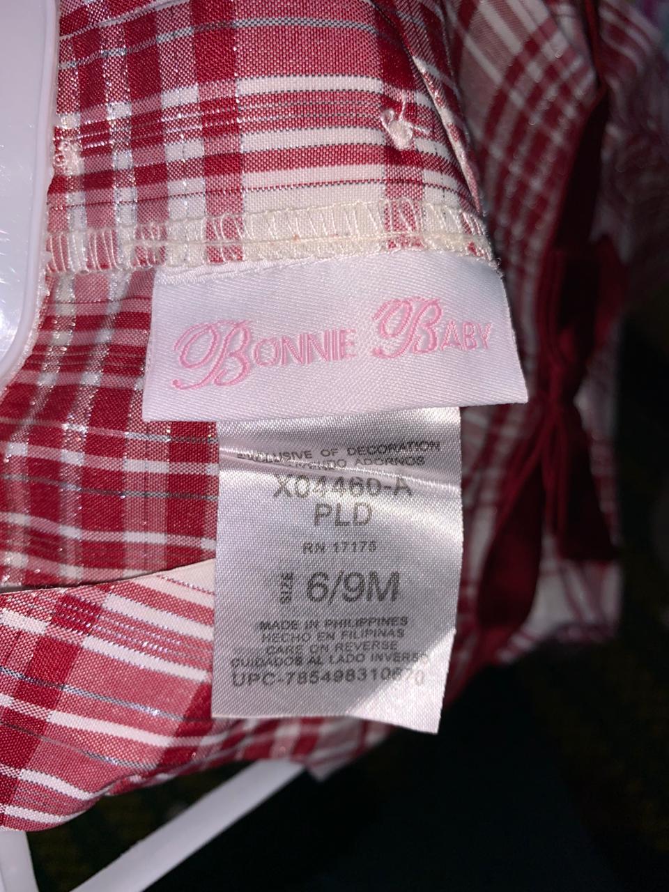 Bonnie Baby Red and White Plaid Holiday Dress - Size 6/9M (Fits 6 to 9 Months) AB1