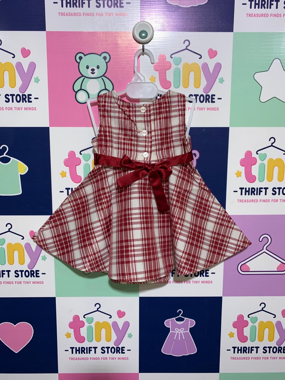 Bonnie Baby Red and White Plaid Holiday Dress - Size 6/9M (Fits 6 to 9 Months) AB1