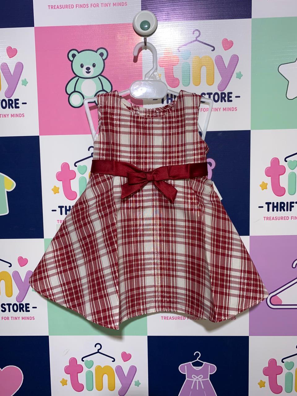 Bonnie Baby Red and White Plaid Holiday Dress - Size 6/9M (Fits 6 to 9 Months) AB1
