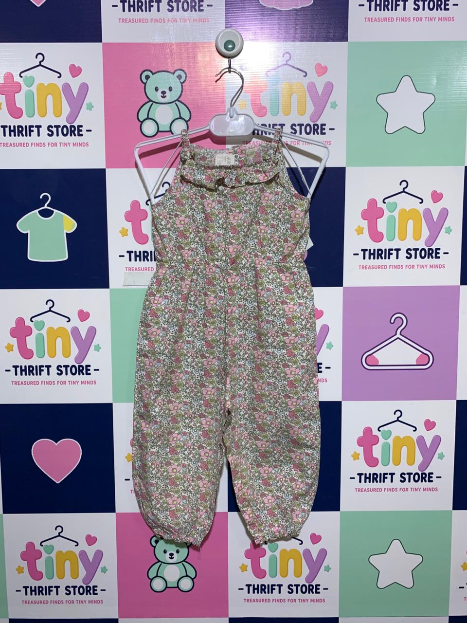 H&M Baby Girl Floral Sleeveless Ruffle Jumpsuit - Size 12-18M (Estimated for 1 to 1.5 Years Old) AB1