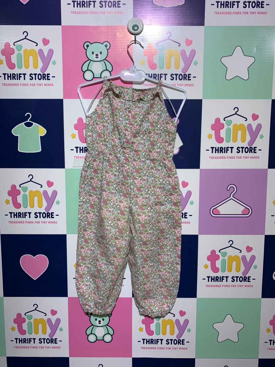 H&M Baby Girl Floral Sleeveless Ruffle Jumpsuit - Size 12-18M (Estimated for 1 to 1.5 Years Old) AB1