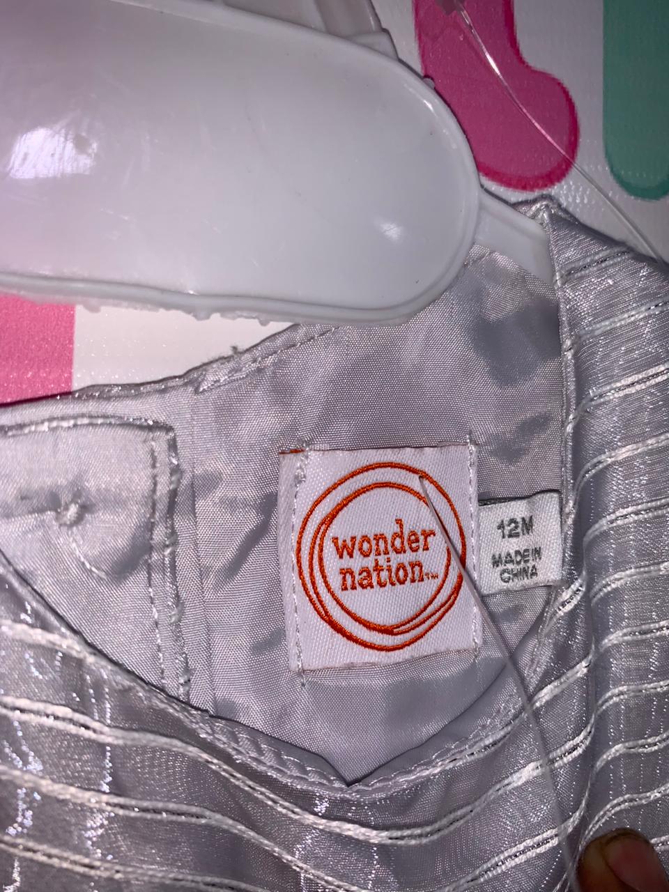 Wonder Nation Silver Shimmer Sleeveless Party Dress - Size 12M (Estimated for 1 Year Old) AB1