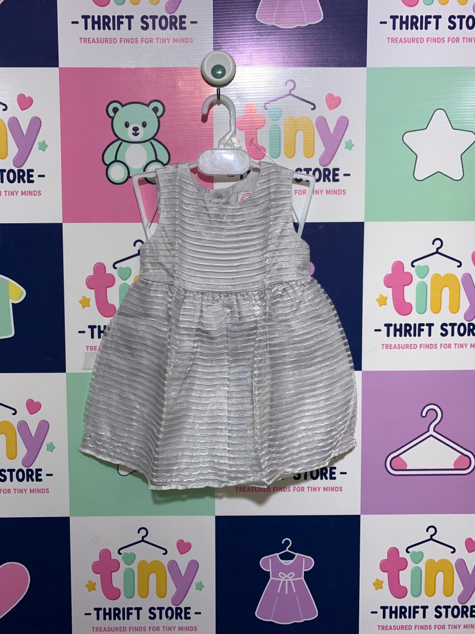 Wonder Nation Silver Shimmer Sleeveless Party Dress - Size 12M (Estimated for 1 Year Old) AB1