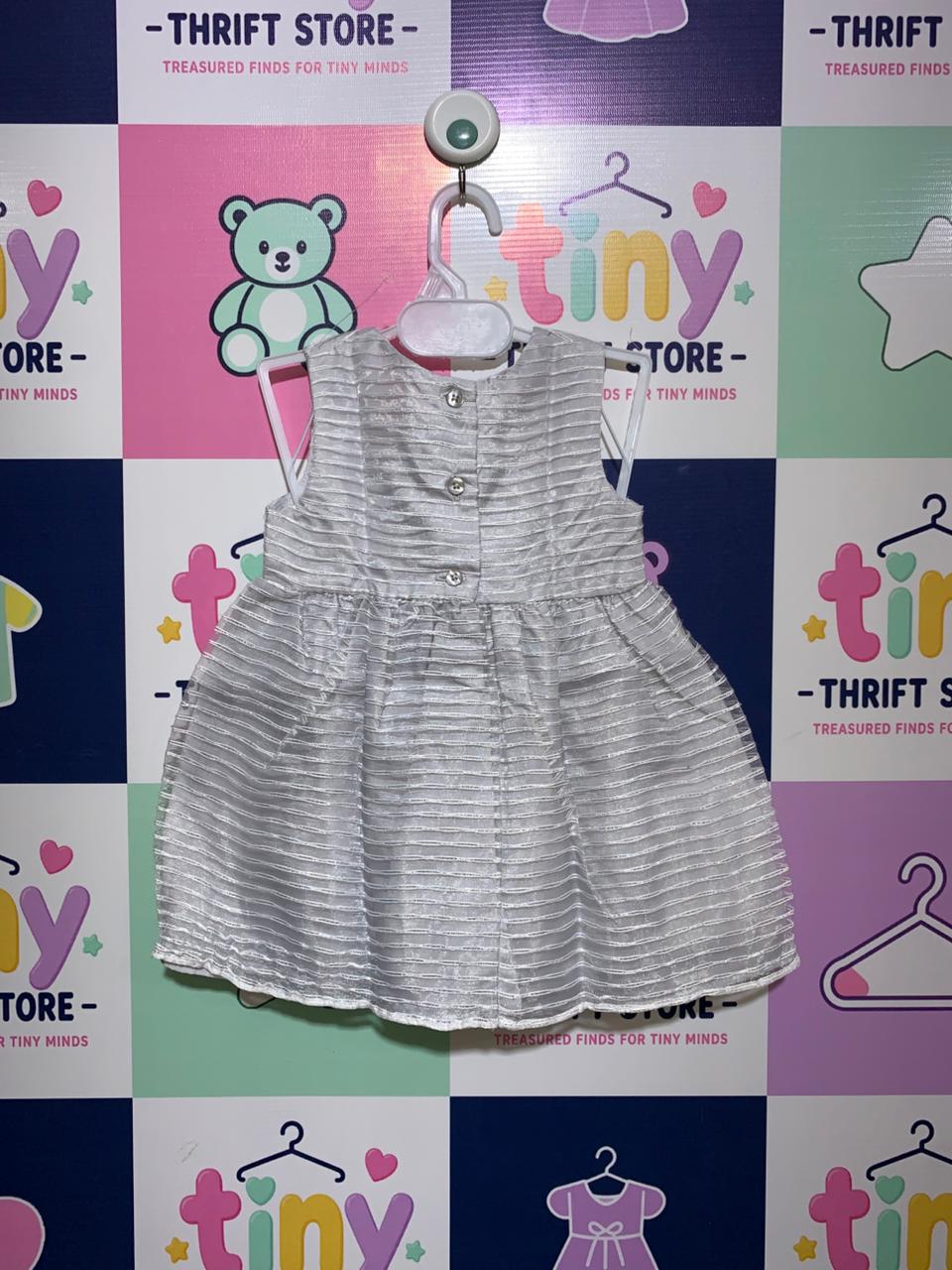 Wonder Nation Silver Shimmer Sleeveless Party Dress - Size 12M (Estimated for 1 Year Old) AB1