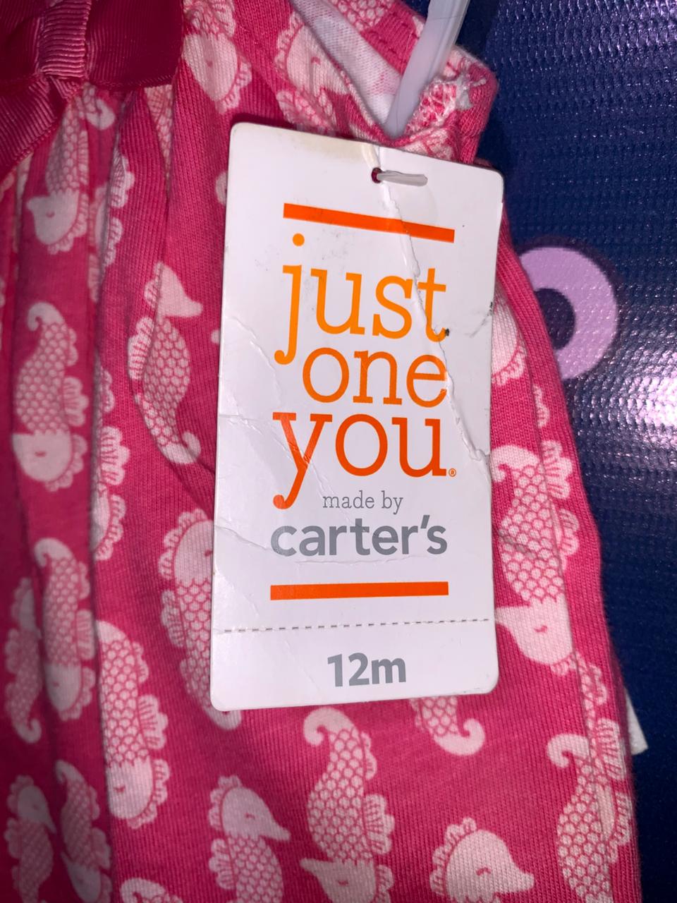 Just One You by Carter's Pink Seahorse Sleeveless Top - Size 12M (Fits 1 Year Old) AB1
