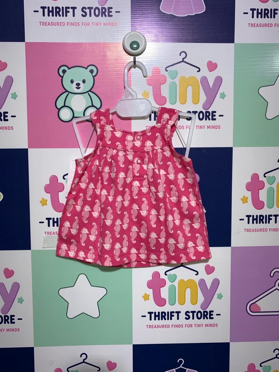 Just One You by Carter's Pink Seahorse Sleeveless Top - Size 12M (Fits 1 Year Old) AB1