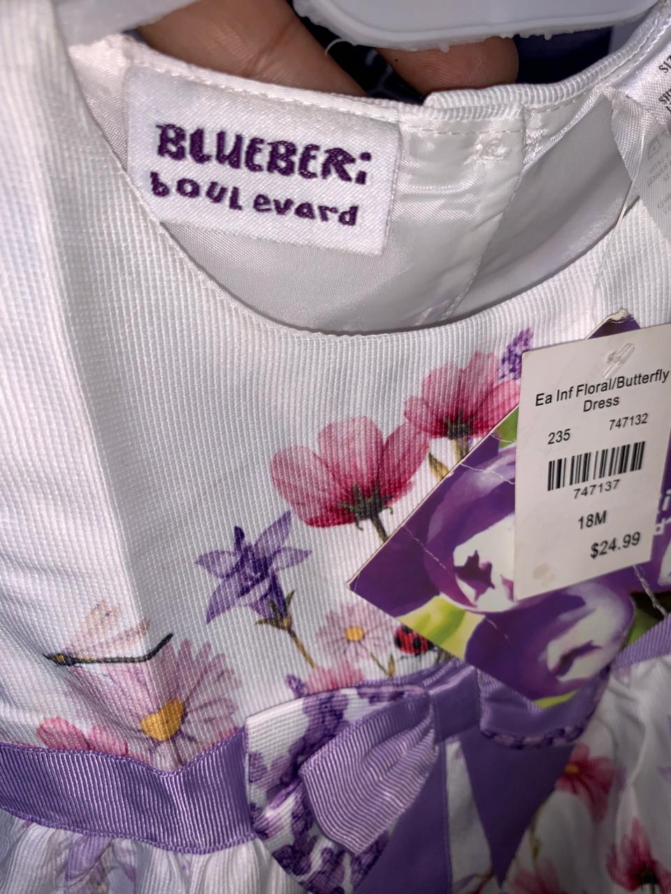 Blueberi Boulevard Infant Floral & Butterfly Dress - Size 18M (Fits 1.5 Years Old) AB1