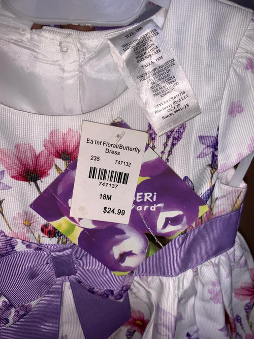 Blueberi Boulevard Infant Floral & Butterfly Dress - Size 18M (Fits 1.5 Years Old) AB1