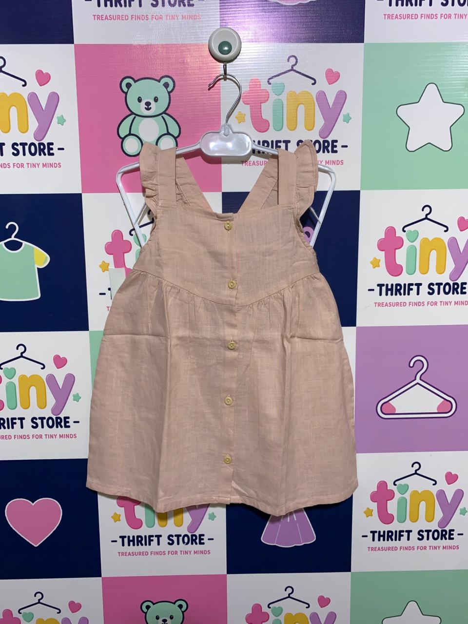 H&M Peach Ruffle-Sleeve Button-Front Dress - Size 2T (Fits 2 Years Old) AB1