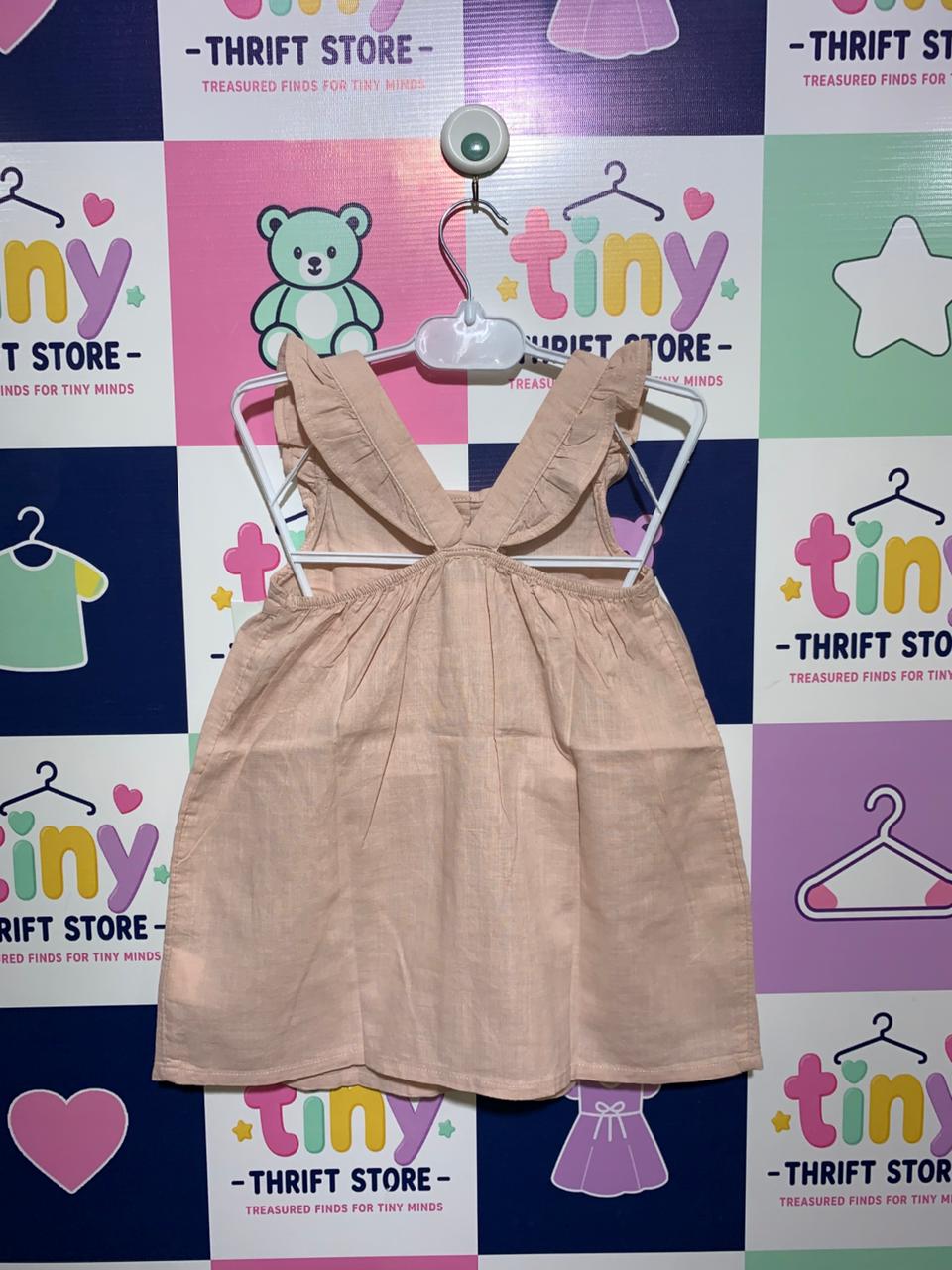 H&M Peach Ruffle-Sleeve Button-Front Dress - Size 2T (Fits 2 Years Old) AB1