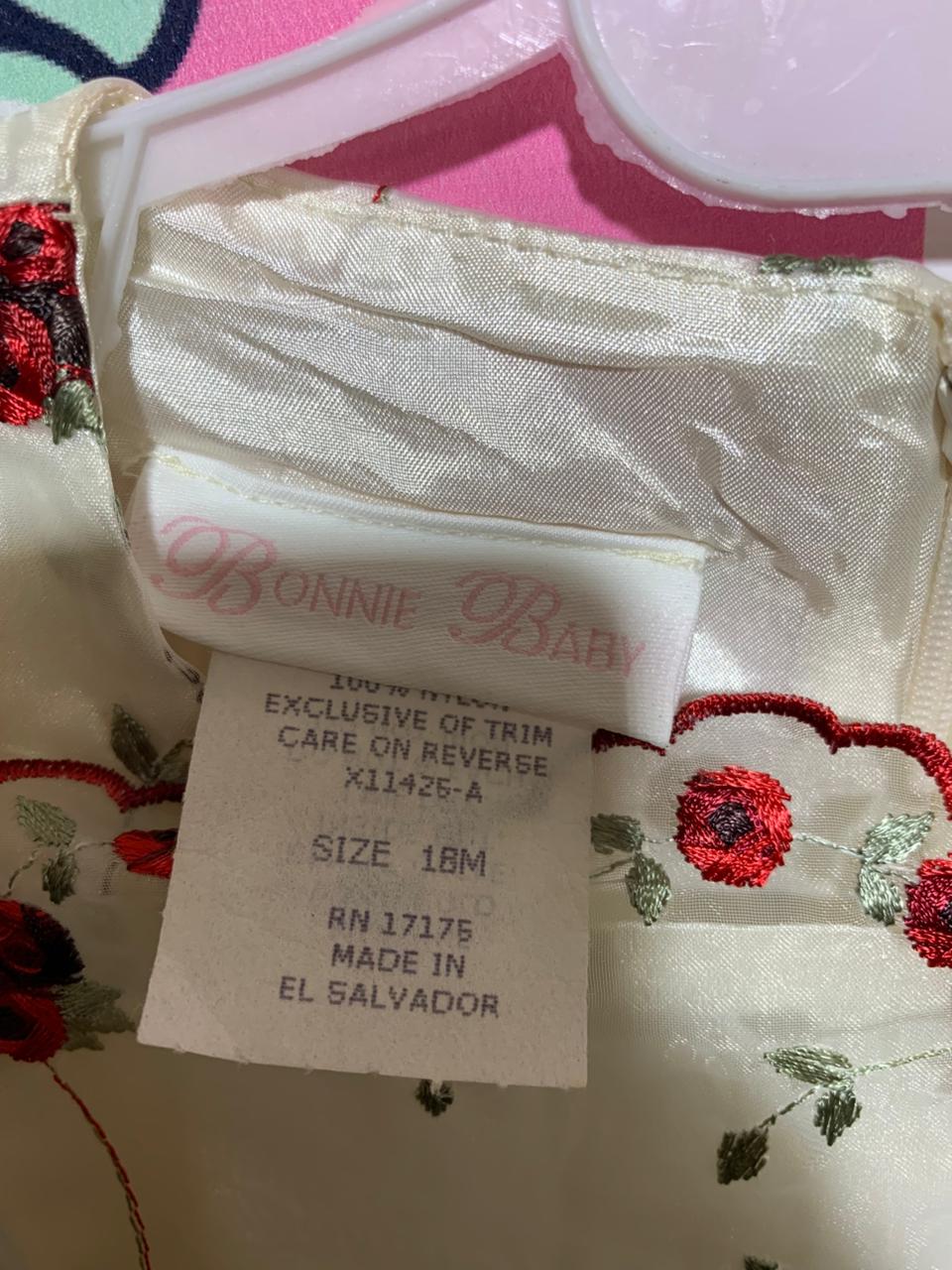 Bonnie Baby Cream Embroidered Rose Party Dress - Size 18M (Fits 1.5 Years Old) AB1