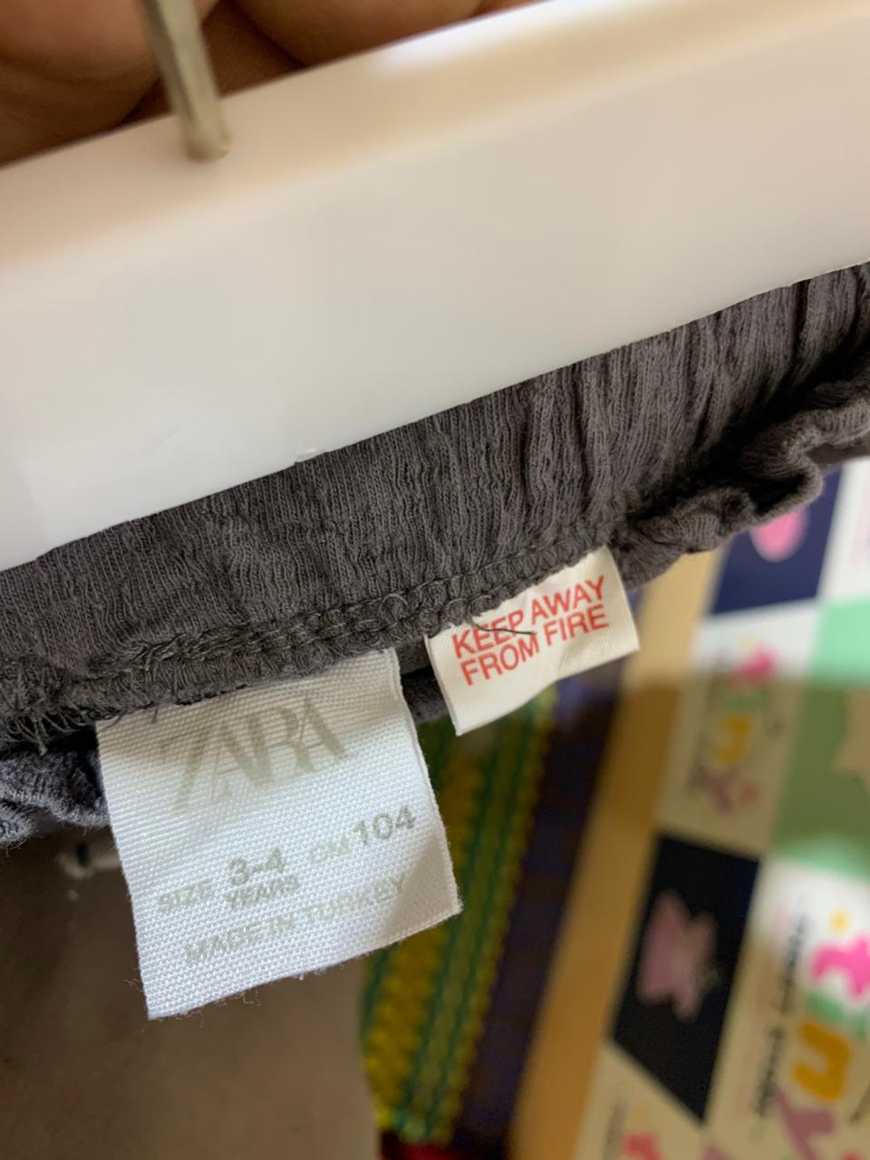 ZARA Kids Charcoal Grey Textured Culotte Pants (Estimated Age 3-4 Years) AB1