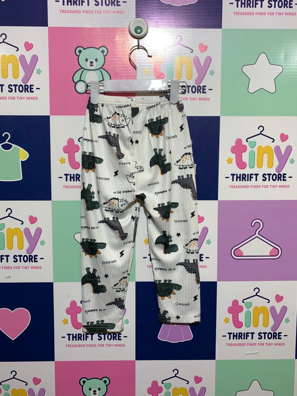 SHEIN Toddler Boys Dinosaur Print Ribbed Knit Leggings (Estimated Age 2-3 Years) AB1