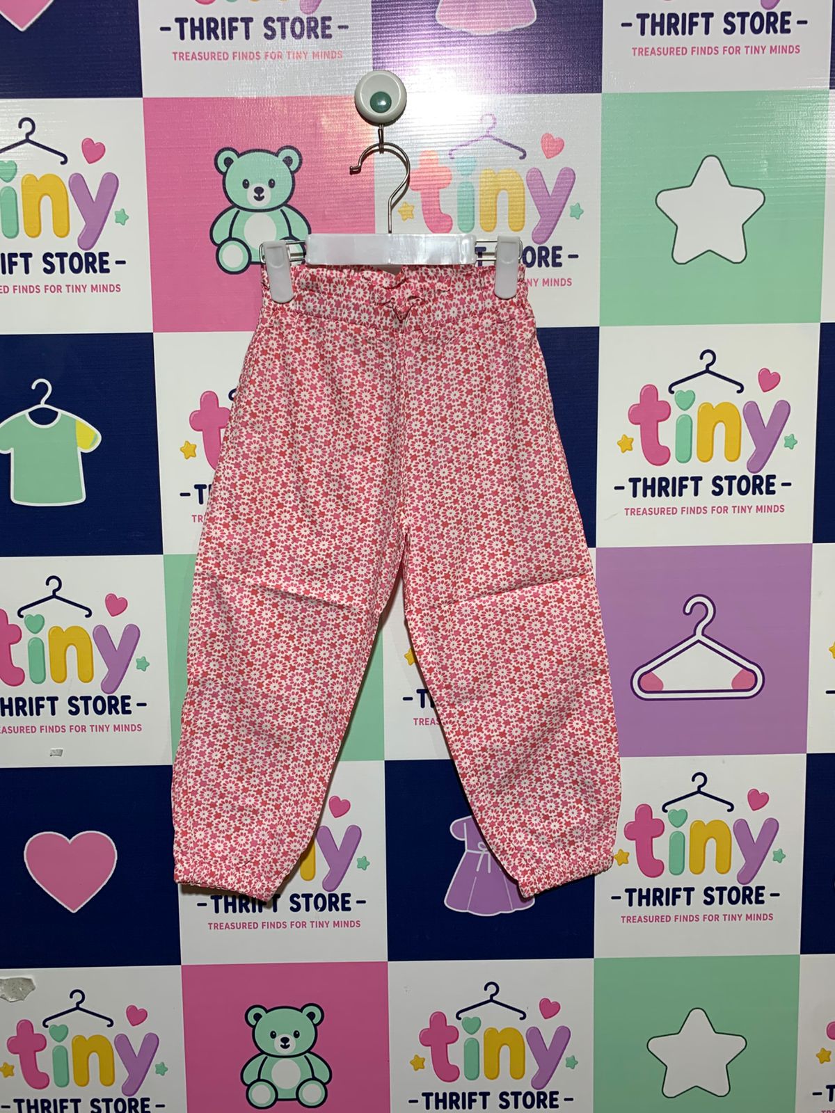 Friends Kids Pink Floral Cotton Trousers - Size 98 (Estimated 2-3 Years) AB1