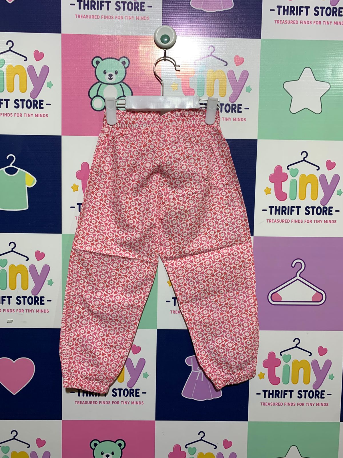 Friends Kids Pink Floral Cotton Trousers - Size 98 (Estimated 2-3 Years) AB1