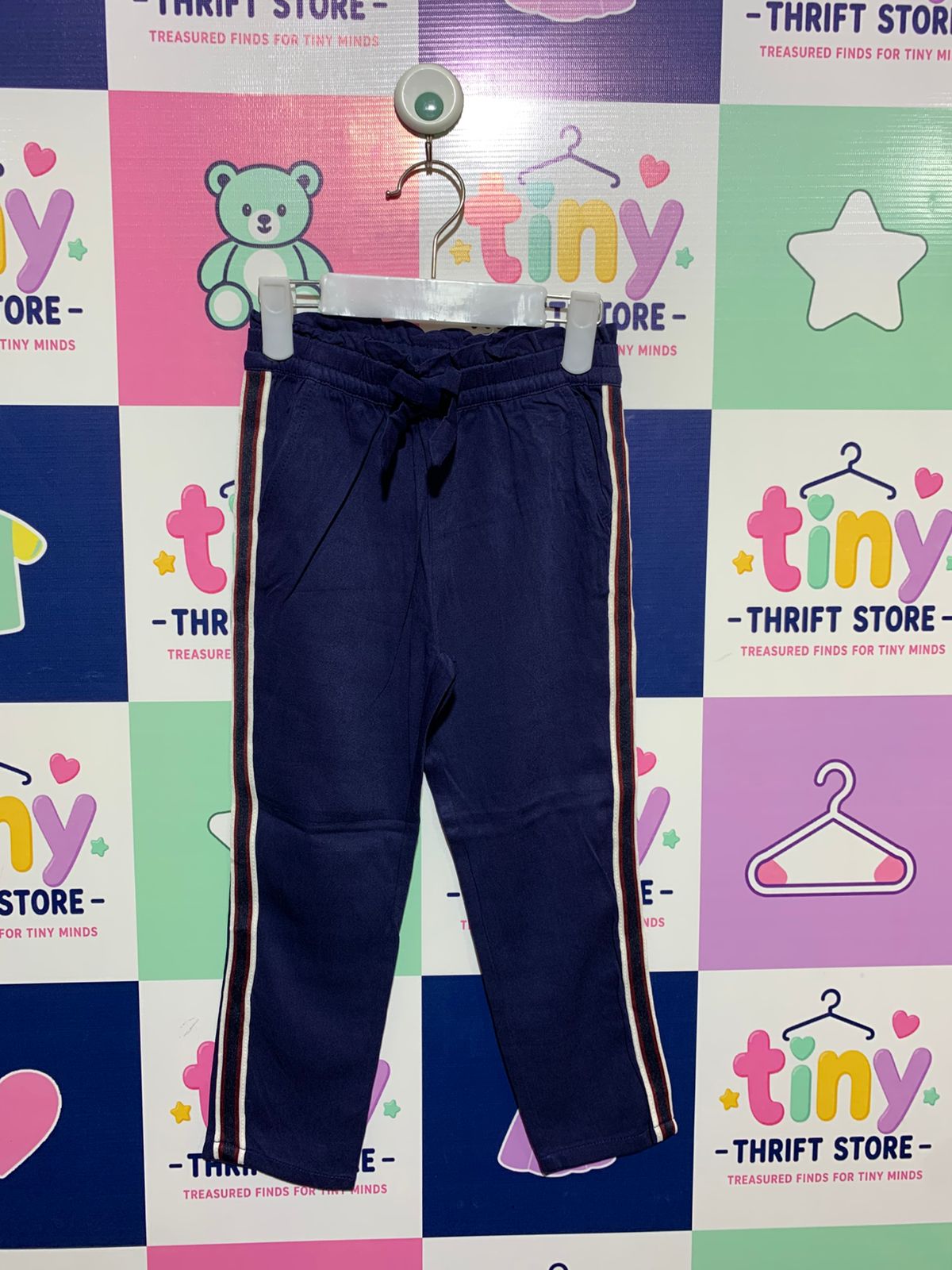 H&M Kids Navy Blue Sporty Side-Stripe Trousers - Size 3-4 Years (EUR 104) AB1