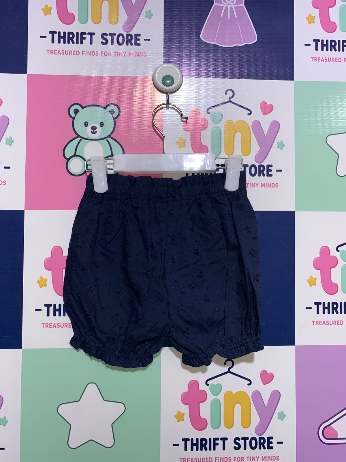 ELFINDOLL CLASSIC Girls Navy Blue Embroidered Eyelet Bloomers - Size 95 (Estimated 2-3 Years) AB1