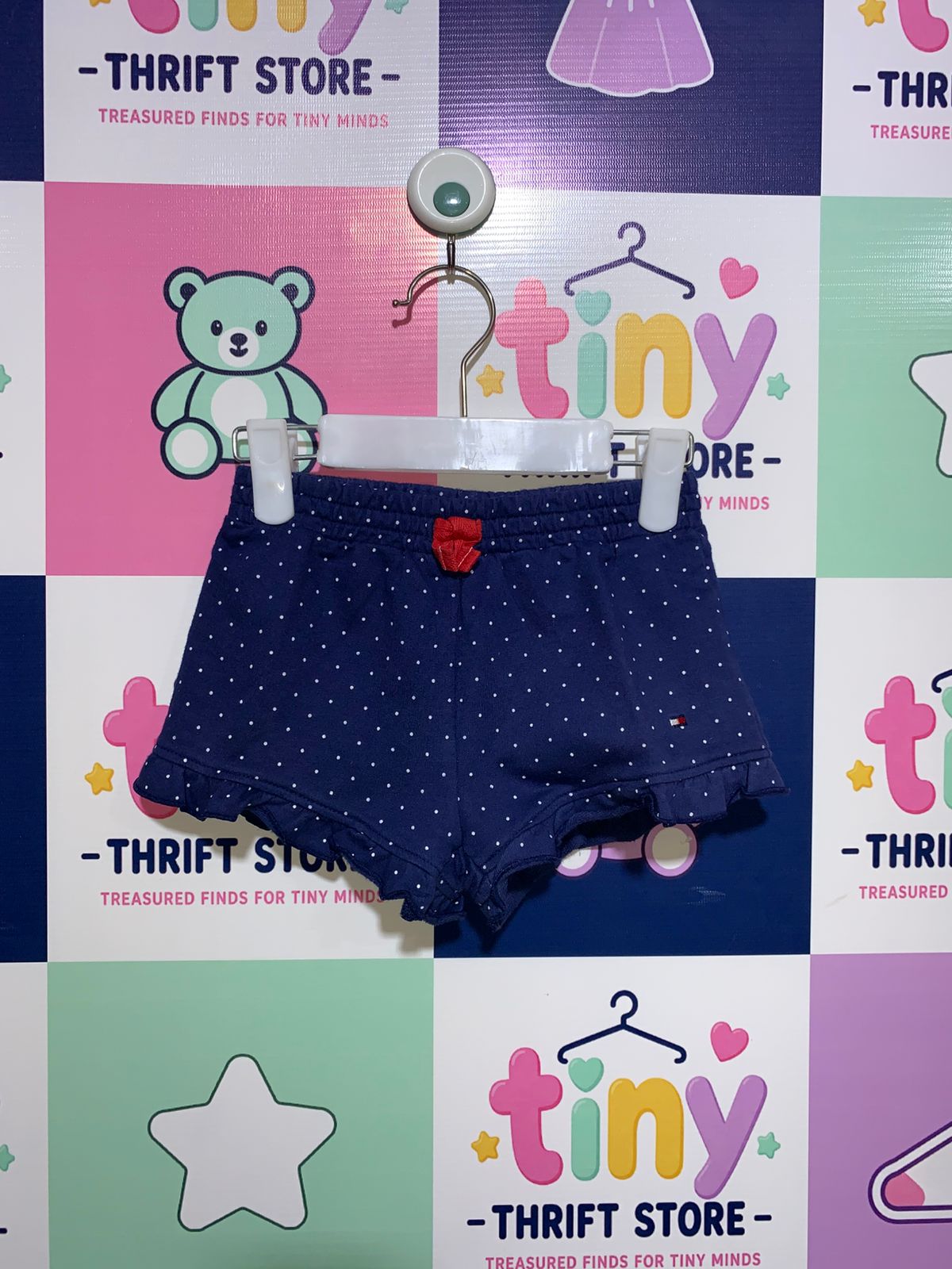 Tommy Hilfiger Toddler Girls Navy Blue Polka Dot Ruffle Shorts - Size 4T AB1