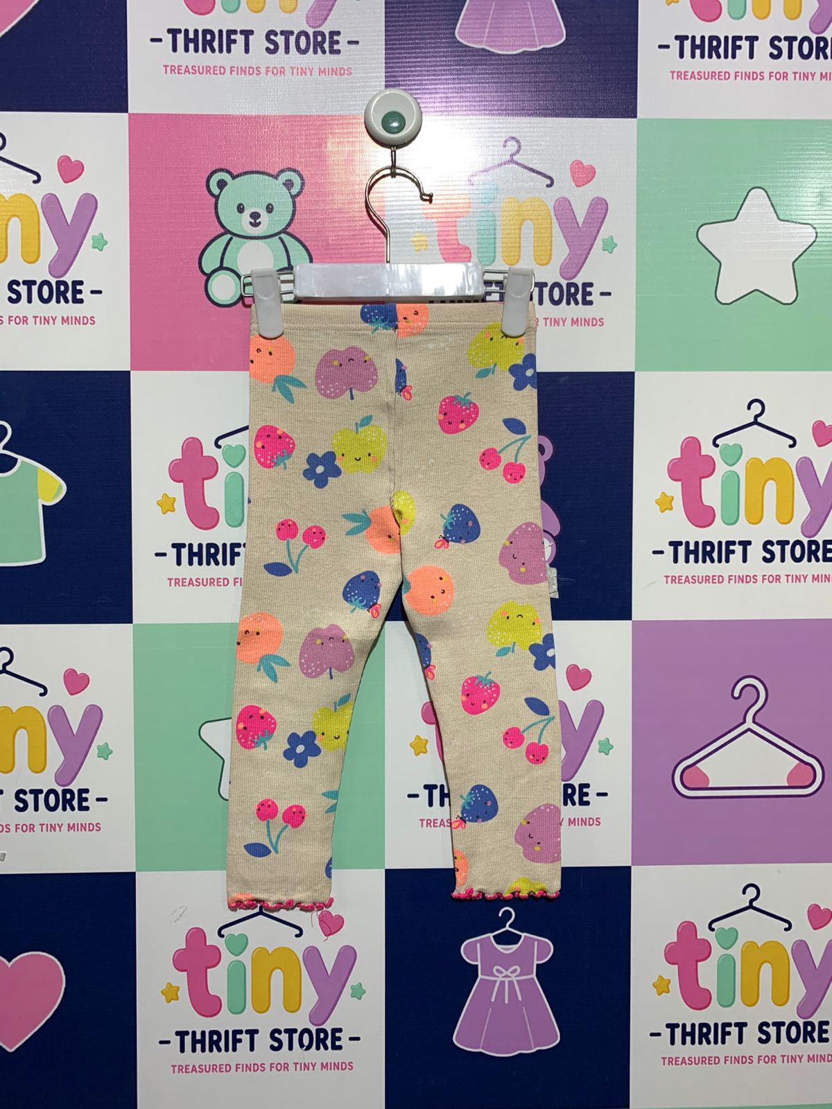 Matalan Kids Fruit & Floral Print Ribbed Leggings - Size 2-3 Years AB1