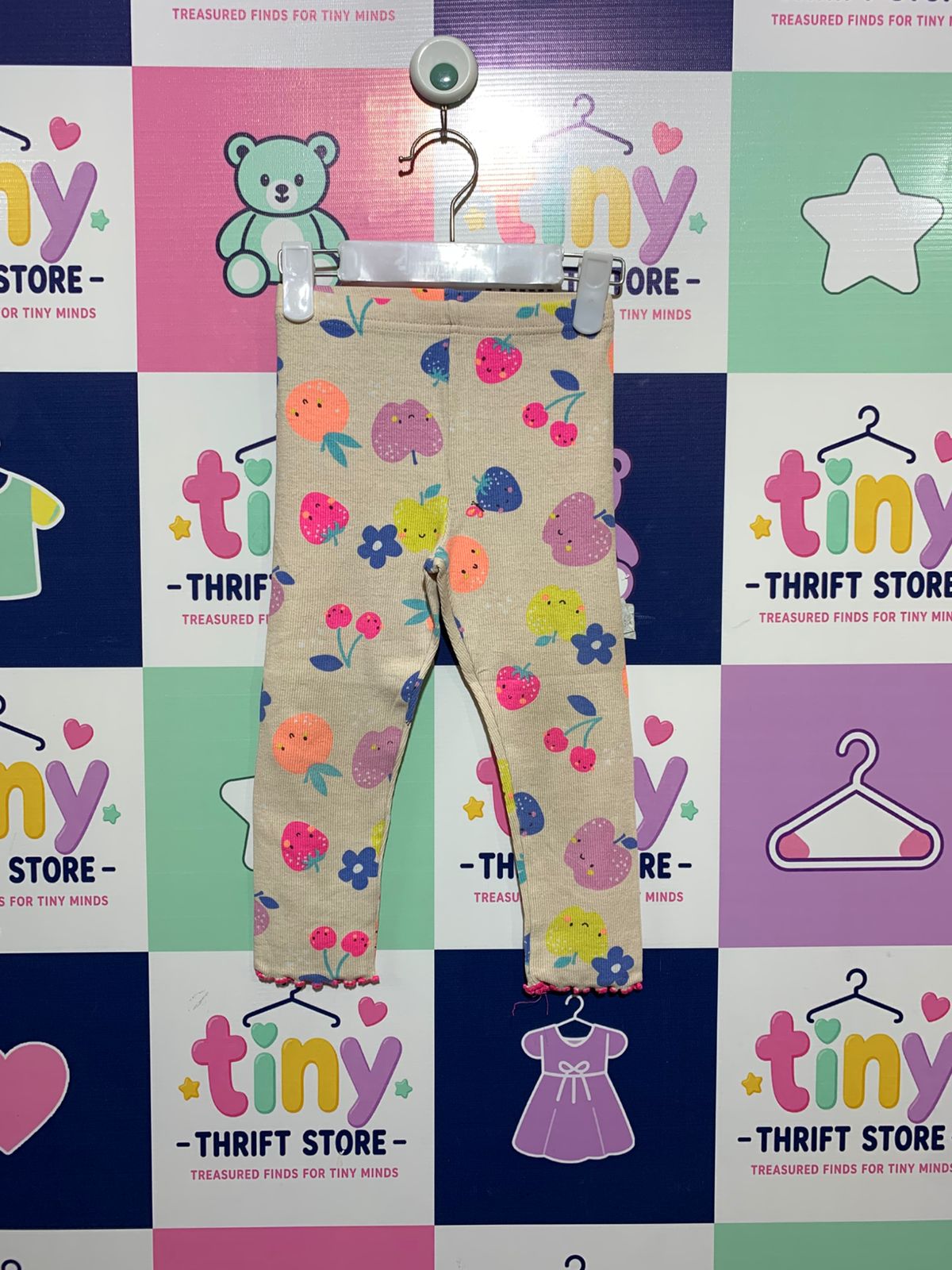 Matalan Kids Fruit & Floral Print Ribbed Leggings - Size 2-3 Years AB1