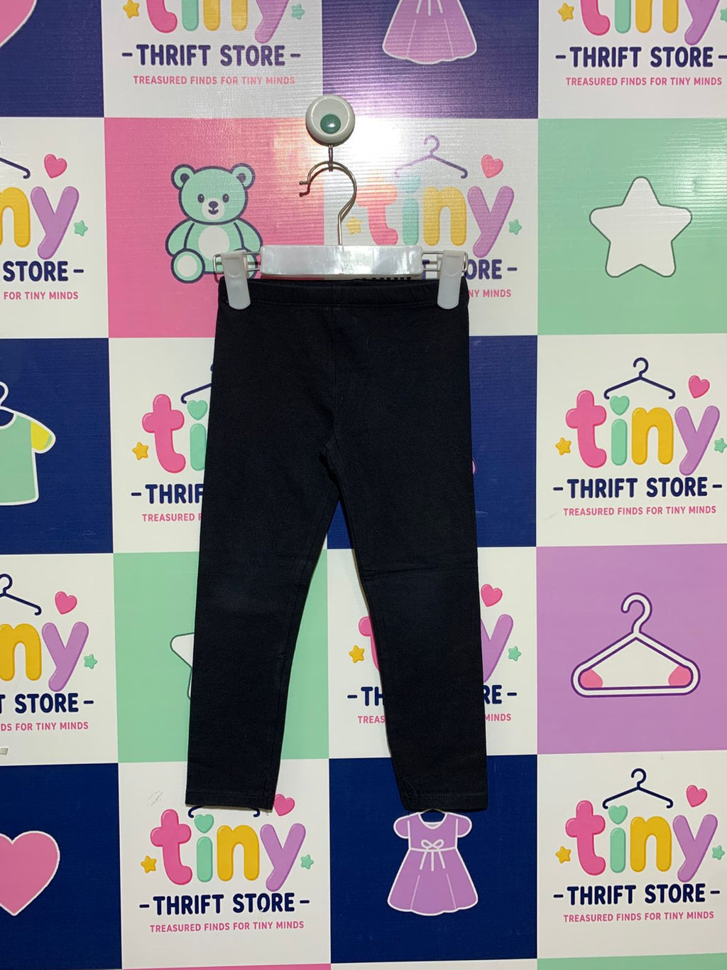Matalan Kids Essential Black Cotton Stretch Leggings - Size 3-4 Years AB1