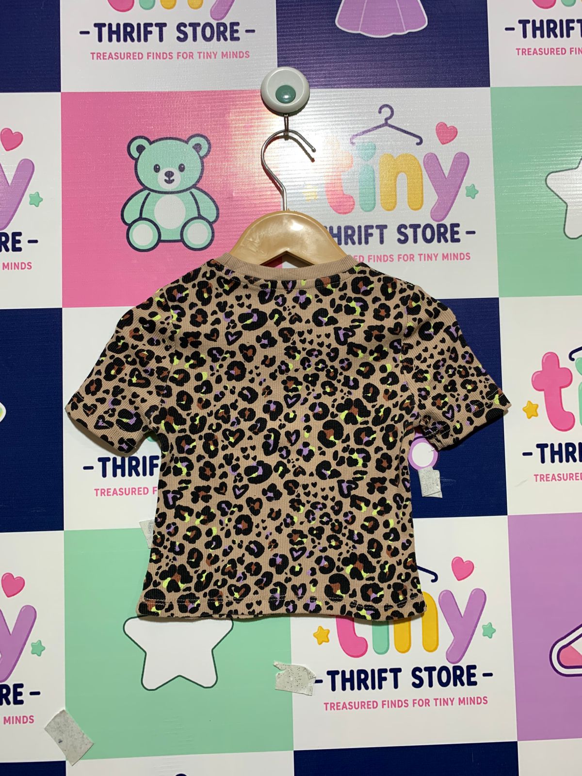 George Toddler Girls Leopard Print Ribbed Tee - Size 3-4 Years AB1