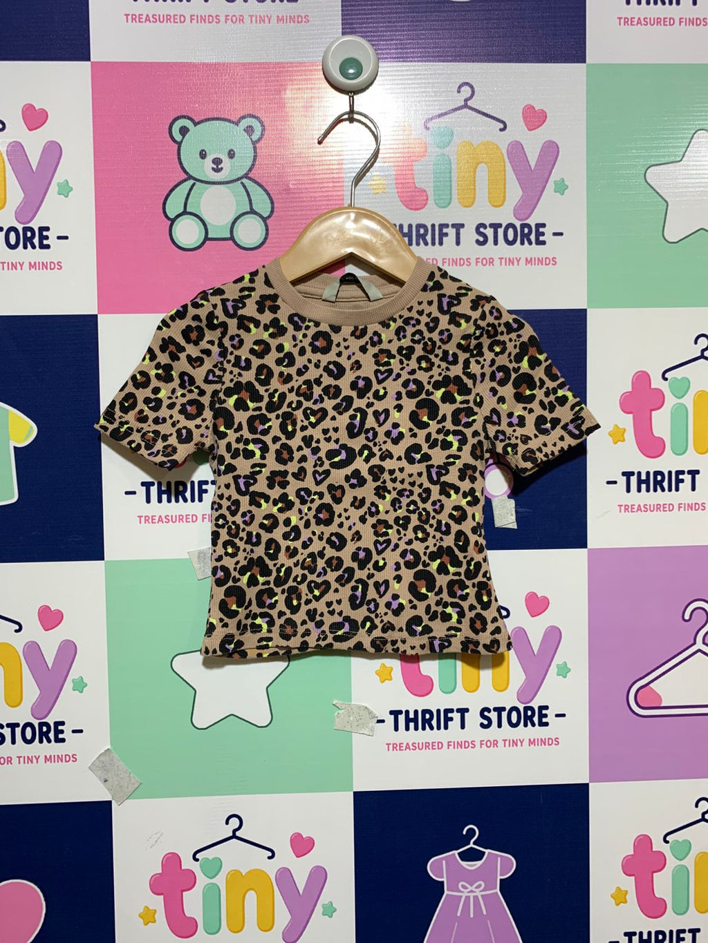 George Toddler Girls Leopard Print Ribbed Tee - Size 3-4 Years AB1