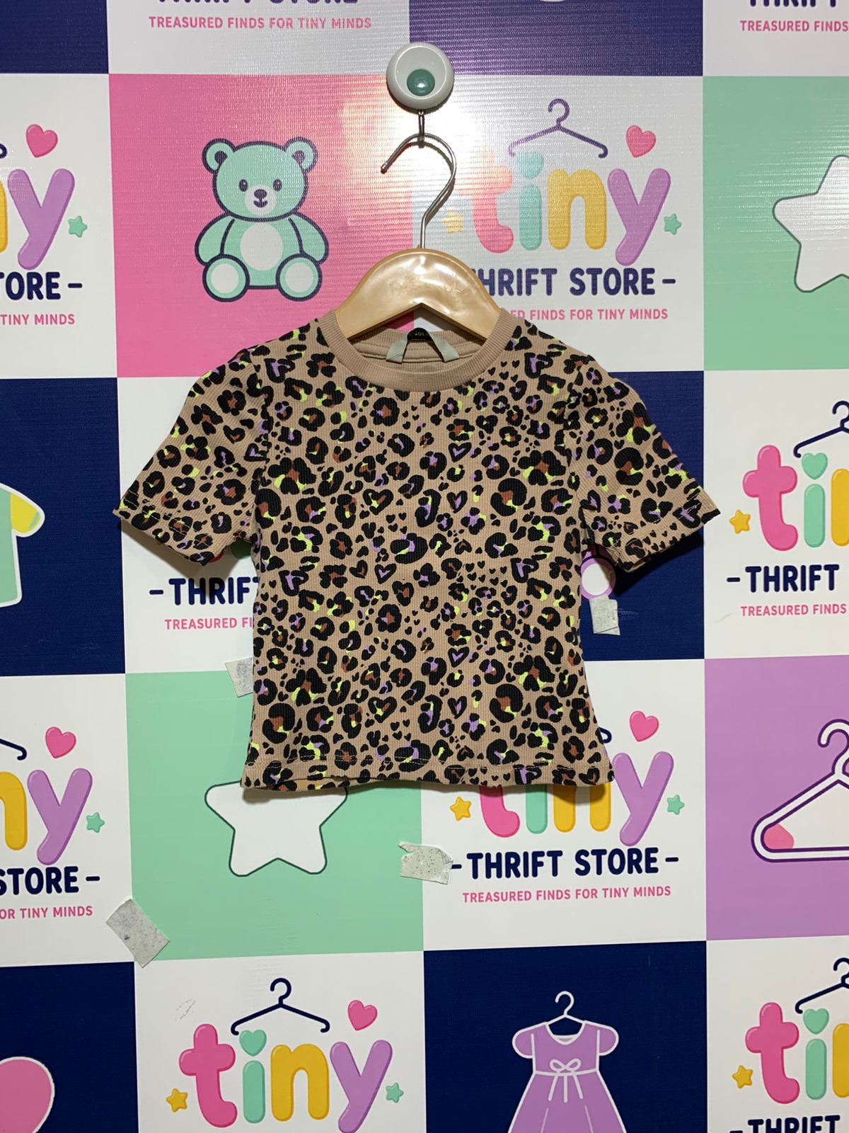 George Toddler Girls Leopard Print Ribbed Tee - Size 3-4 Years AB1
