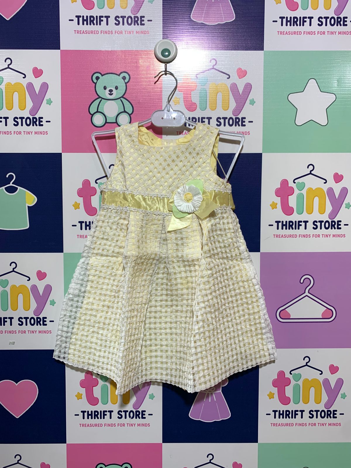 Disney Toddler Girls Yellow Seersucker Party Dress - Size 2-3 Years AB1